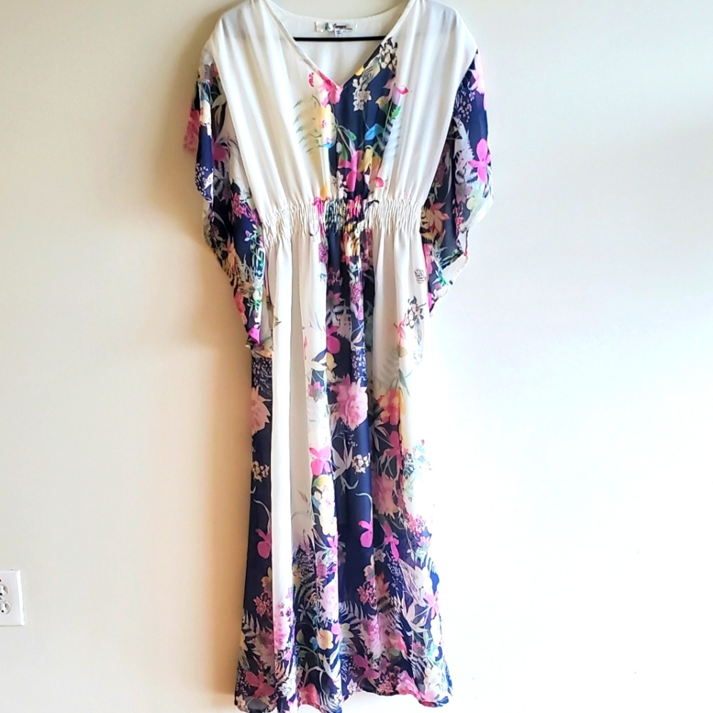 Floral multicolored maxi dress size L new without tags